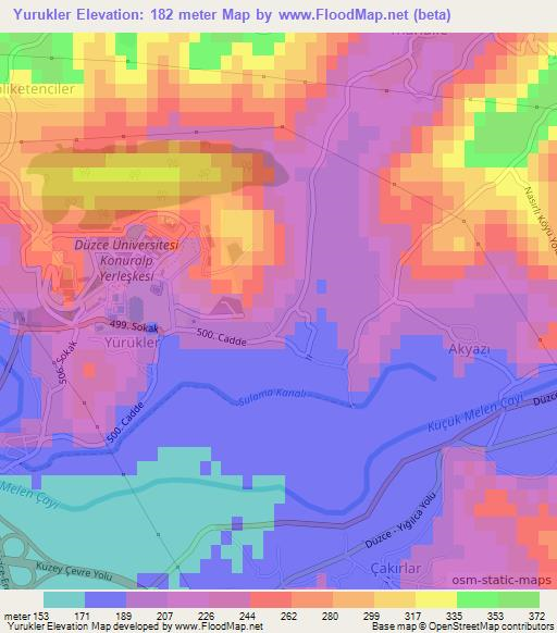 Yurukler,Turkey Elevation Map