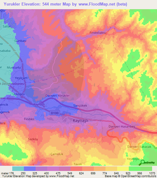 Yurukler,Turkey Elevation Map