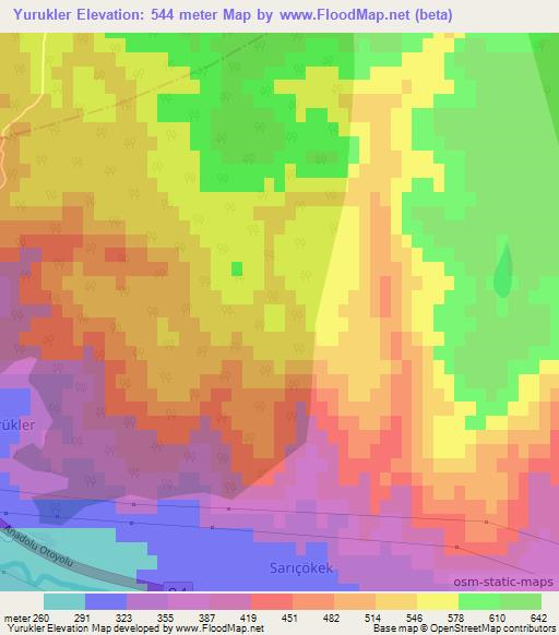 Yurukler,Turkey Elevation Map