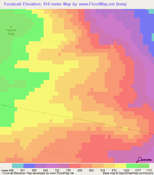 Yurukcali,Turkey Elevation Map