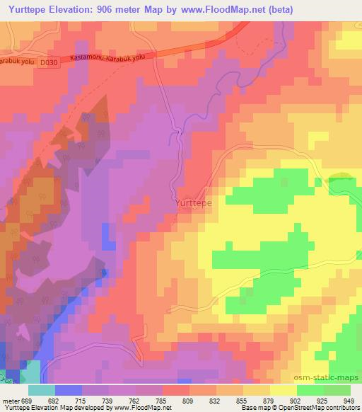 Yurttepe,Turkey Elevation Map