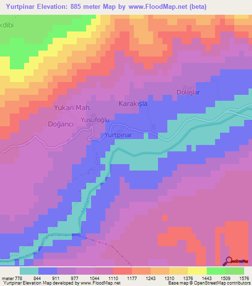 Yurtpinar,Turkey Elevation Map