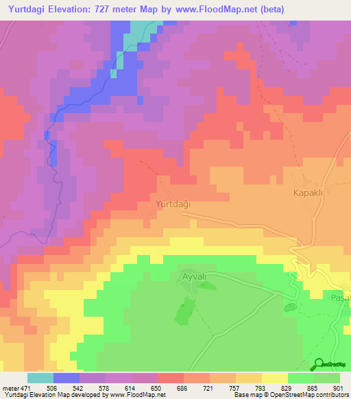 Yurtdagi,Turkey Elevation Map