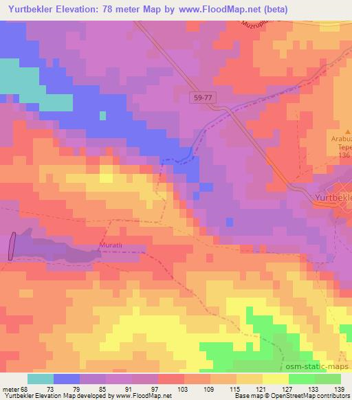 Yurtbekler,Turkey Elevation Map