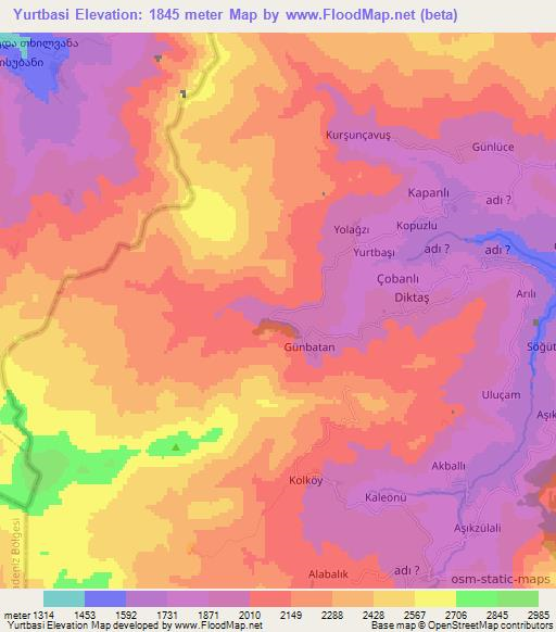 Yurtbasi,Turkey Elevation Map