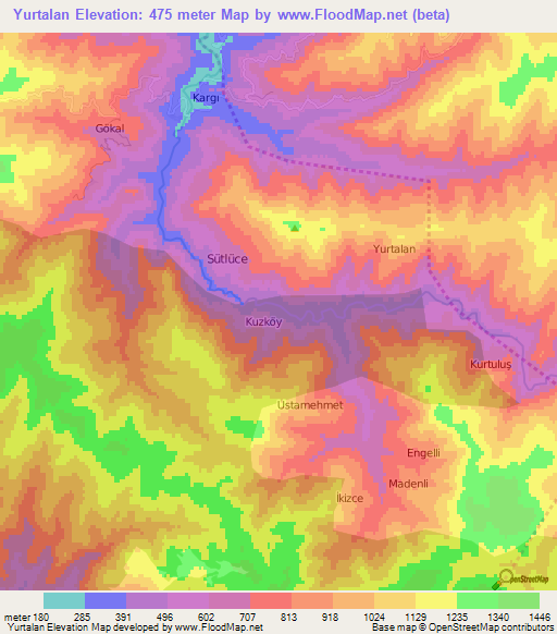 Yurtalan,Turkey Elevation Map