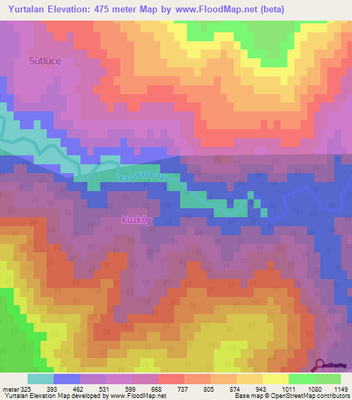 Yurtalan,Turkey Elevation Map