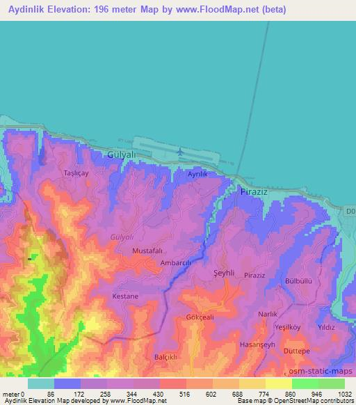 Aydinlik,Turkey Elevation Map