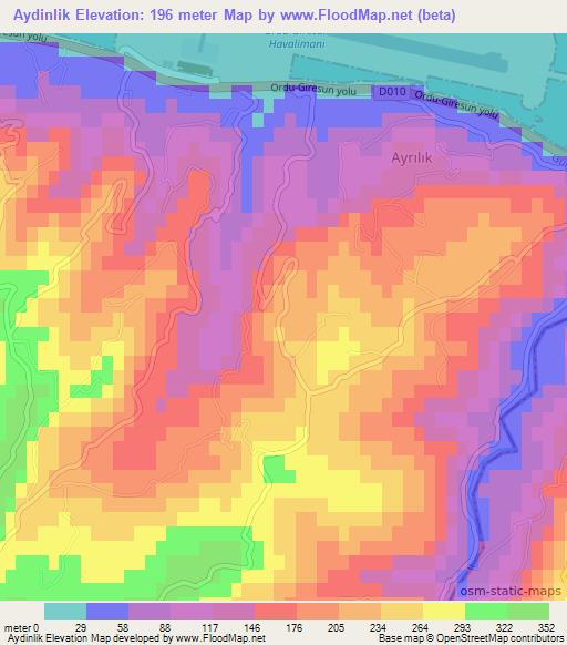 Aydinlik,Turkey Elevation Map