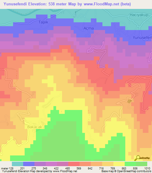 Yunusefendi,Turkey Elevation Map