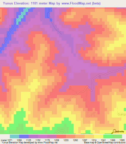 Yunus,Turkey Elevation Map