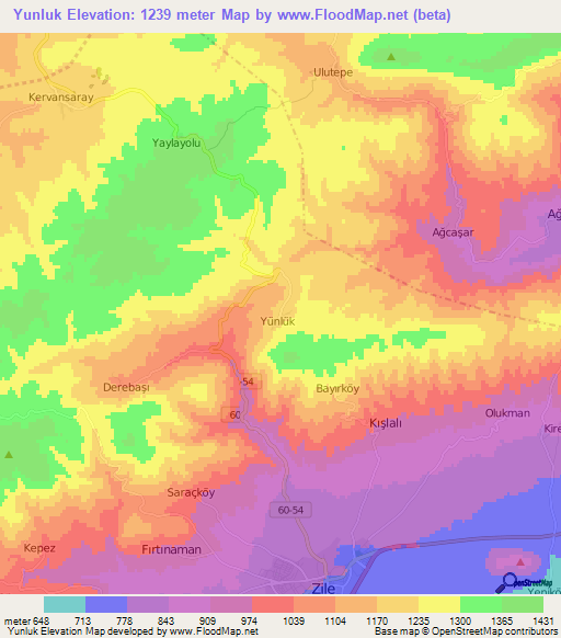 Yunluk,Turkey Elevation Map