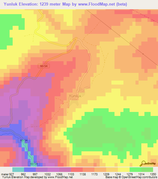 Yunluk,Turkey Elevation Map