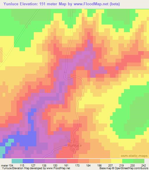 Yunluce,Turkey Elevation Map