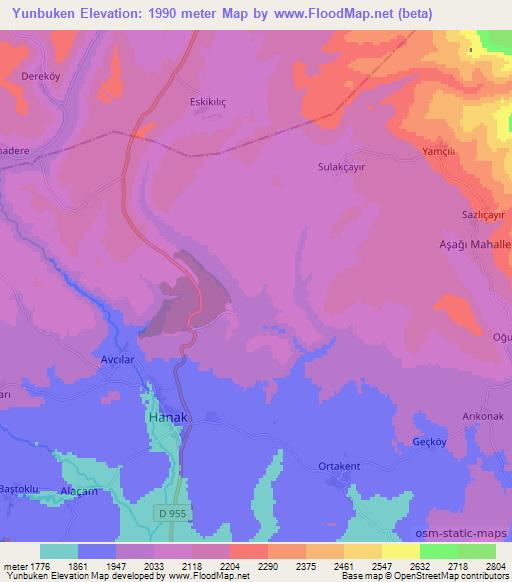 Yunbuken,Turkey Elevation Map