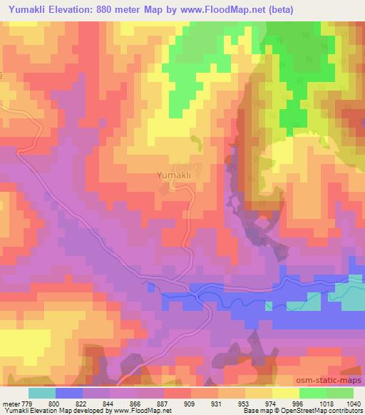 Yumakli,Turkey Elevation Map