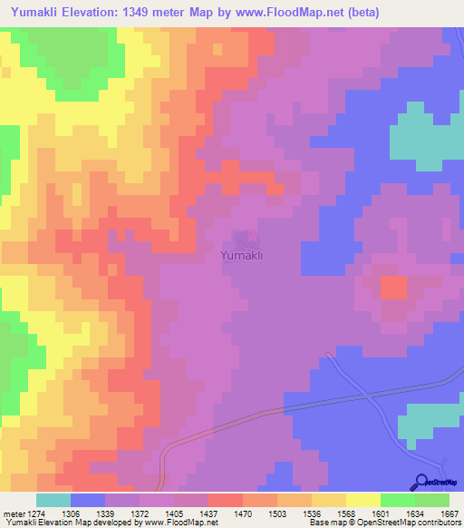 Yumakli,Turkey Elevation Map