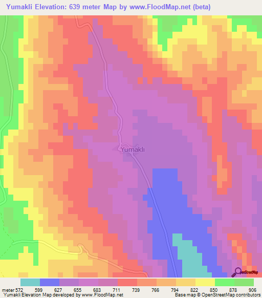 Yumakli,Turkey Elevation Map