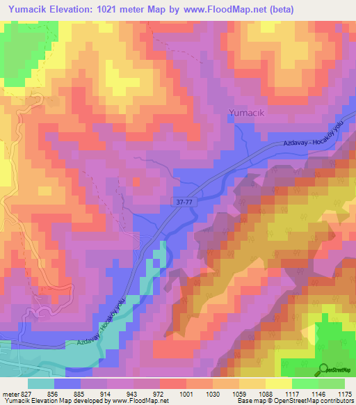 Yumacik,Turkey Elevation Map