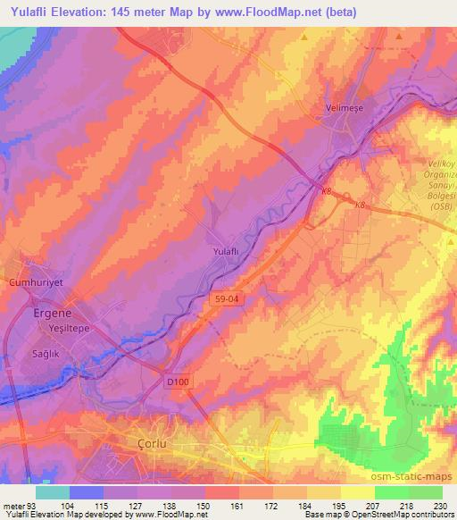 Yulafli,Turkey Elevation Map