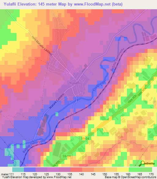 Yulafli,Turkey Elevation Map