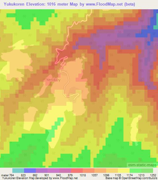 Yukukoren,Turkey Elevation Map