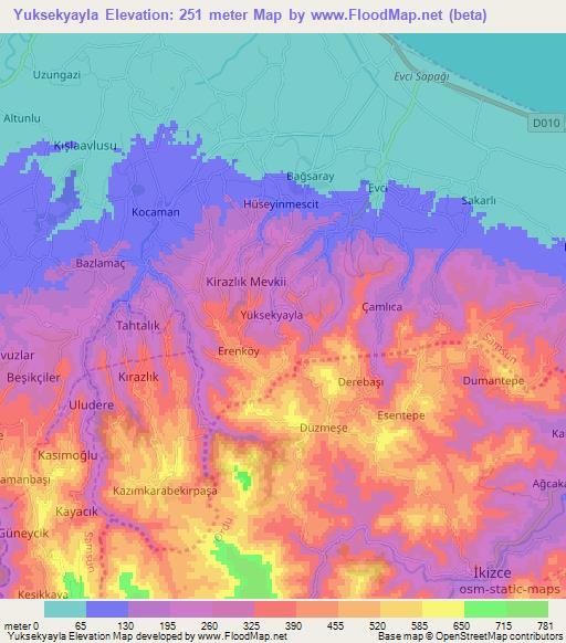 Yuksekyayla,Turkey Elevation Map