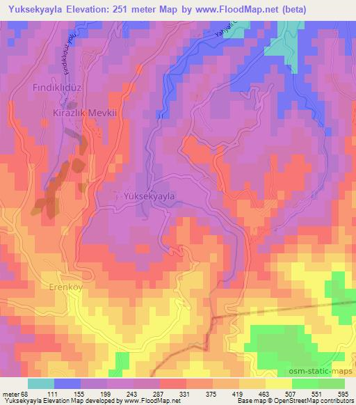 Yuksekyayla,Turkey Elevation Map