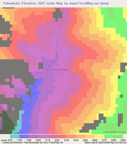 Yuksekoba,Turkey Elevation Map