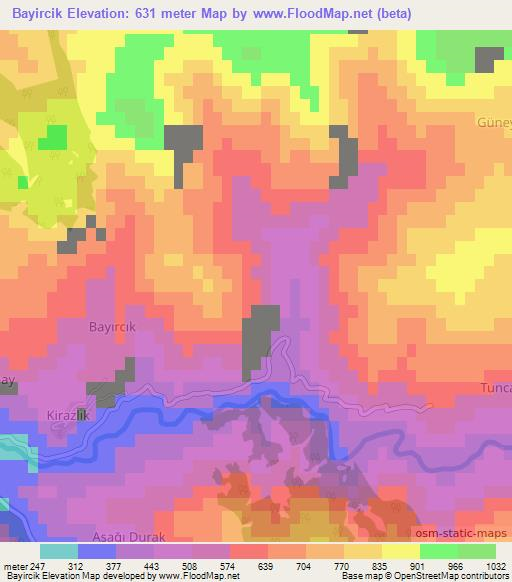 Bayircik,Turkey Elevation Map