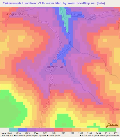 Yukariyuvali,Turkey Elevation Map