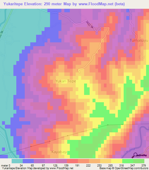 Yukaritepe,Turkey Elevation Map