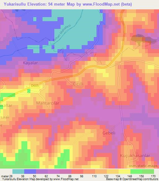 Yukarisullu,Turkey Elevation Map