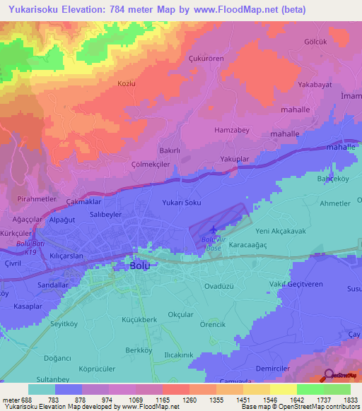 Yukarisoku,Turkey Elevation Map