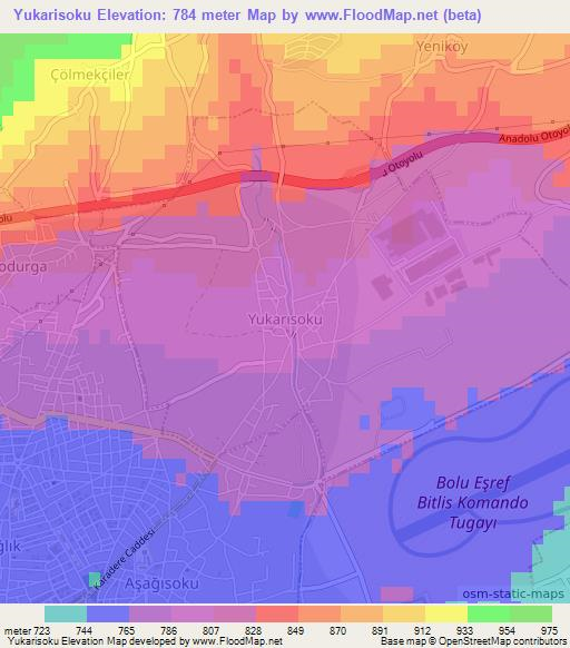 Yukarisoku,Turkey Elevation Map