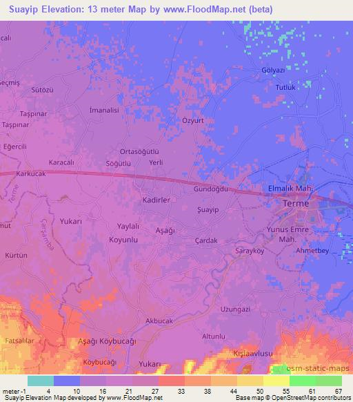 Suayip,Turkey Elevation Map