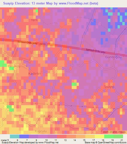 Suayip,Turkey Elevation Map