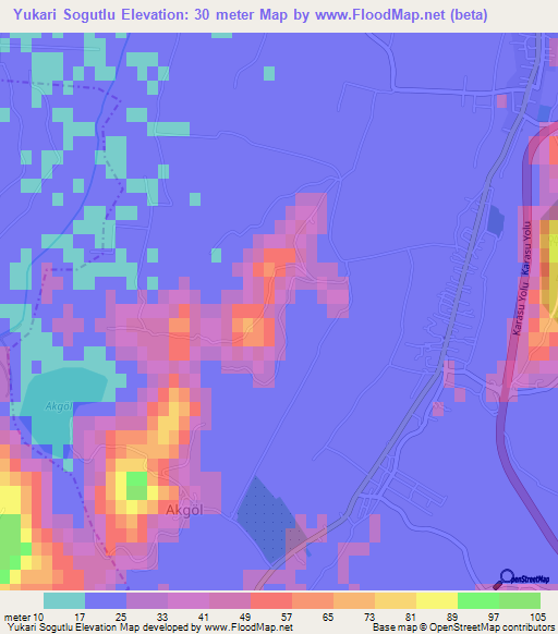 Yukari Sogutlu,Turkey Elevation Map