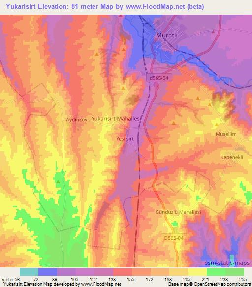 Yukarisirt,Turkey Elevation Map