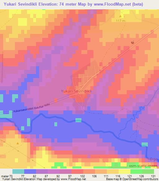 Yukari Sevindikli,Turkey Elevation Map