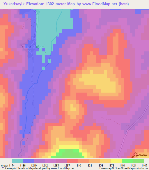 Yukarisayik,Turkey Elevation Map