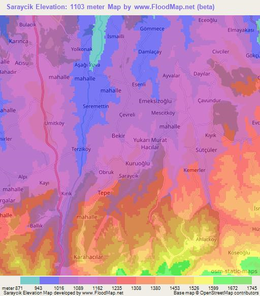 Saraycik,Turkey Elevation Map