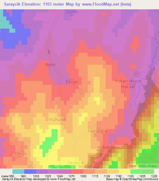 Saraycik,Turkey Elevation Map