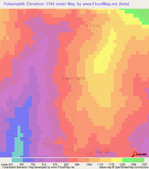 Yukarisaltik,Turkey Elevation Map