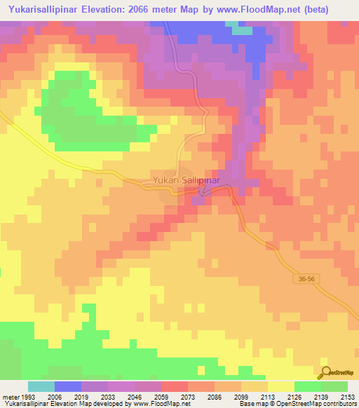 Yukarisallipinar,Turkey Elevation Map