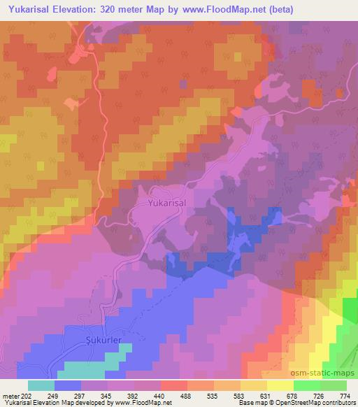 Yukarisal,Turkey Elevation Map