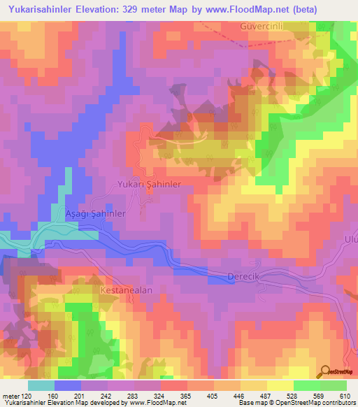 Yukarisahinler,Turkey Elevation Map