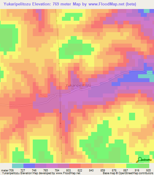 Yukaripelitozu,Turkey Elevation Map