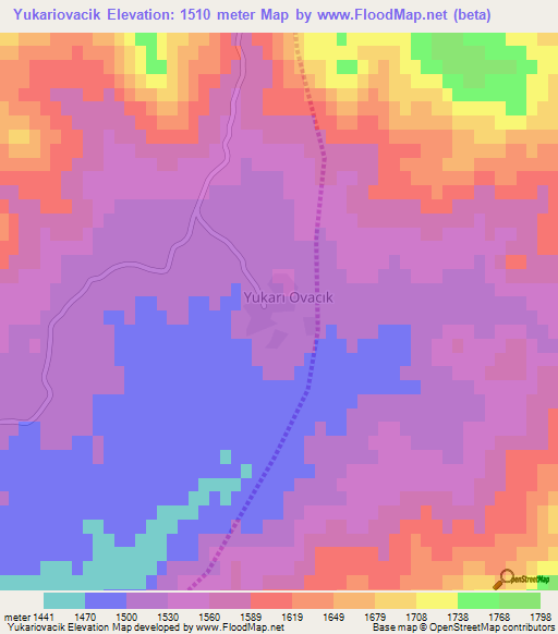 Yukariovacik,Turkey Elevation Map