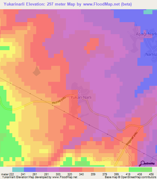 Yukarinarli,Turkey Elevation Map